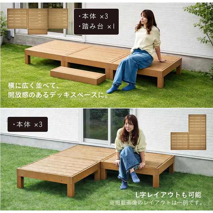 人工木 ウッドデッキ 90×90cm 本体 正方形 連結可能 ガーデンデッキ ウッドテラス 屋外 庭 バルコニー DIY 高耐久 Skaldar スカルダー 本体6個セット 4色対応