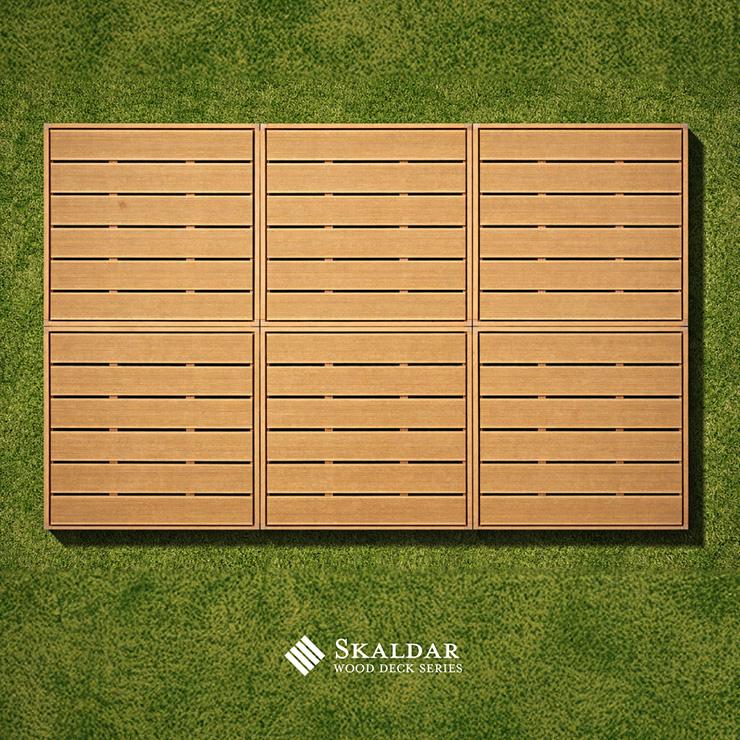 人工木 ウッドデッキ 90×90cm 本体 正方形 連結可能 ガーデンデッキ ウッドテラス 屋外 庭 バルコニー DIY 高耐久 Skaldar スカルダー 本体6個セット 4色対応