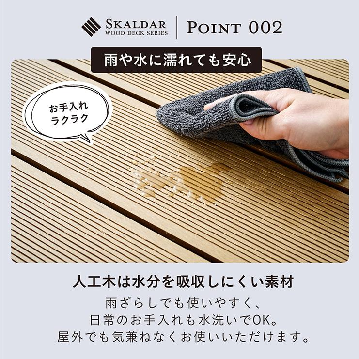 人工木 ウッドデッキ 90×90cm 本体 正方形 連結可能 ガーデンデッキ ウッドテラス 屋外 庭 バルコニー DIY 高耐久 Skaldar スカルダー 本体6個セット 4色対応