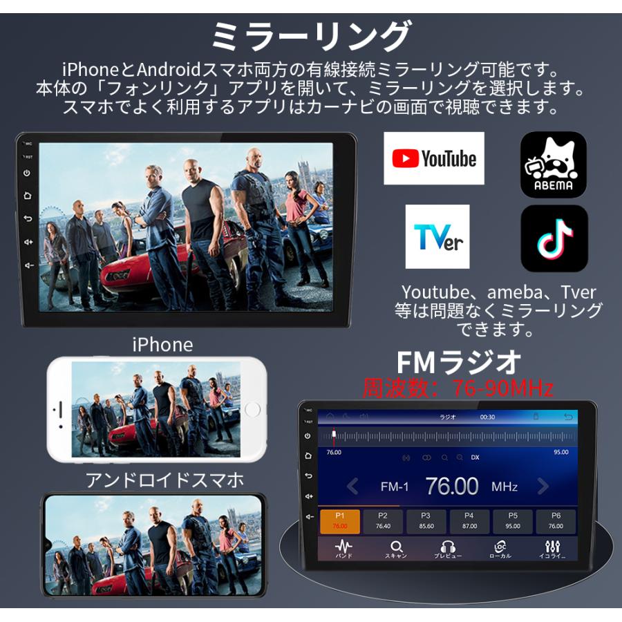 カーオーディオN10L2ラジオ10インチディスプレイ2DIN Bluetooth付き