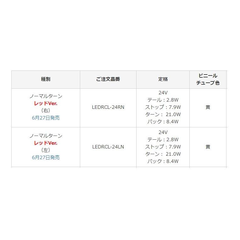 KOITO(小糸製作所) LEDRCL-24LN/RN 歌舞伎デザイン レッド ノーマルターン 左右 LEDリアコンビネーションランプ トラック用 テールランプ UN部品認証取得 右左