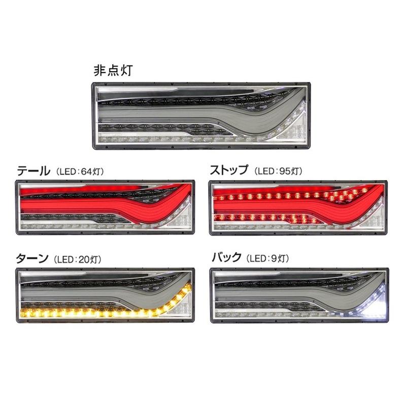 KOITO(小糸製作所) LEDRCL-24RNC 歌舞伎デザイン スモーク ノーマルターン 右側 LEDリアコンビネーションランプ トラック用 テールランプ UN部品認証取得_2