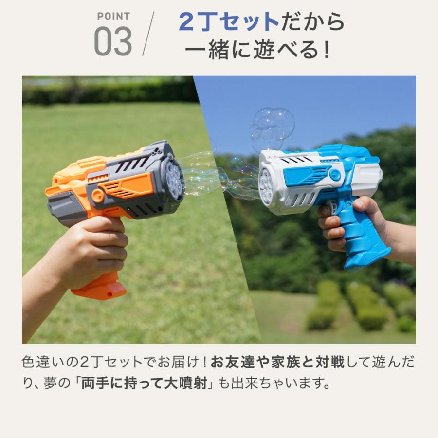 シャボン玉 電動 バブルガン 2個セット 光る バブルブラスター 連続