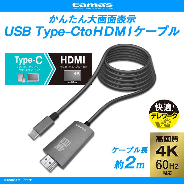 HDMI変換ケーブル テレビ TV PC スマホ タブレット Type-C TSK88K 7655