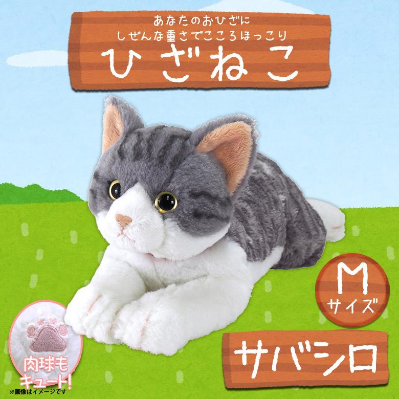 ぬいぐるみ ひざねこ 猫 サバ白 サバシロ ねこ【P-7792】Mサイズ 柔らかな素材 手触り抜群 ゴールドアイ サンレモン【宅配便配送】｜mobile-land