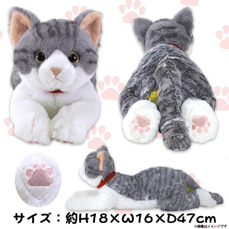 招き猫　m(*´︶`*)∫m ❤︎ グレー　サバ白さん 送料無料 ぬいぐるみ ひざねこ 猫 サバ白 サバシロ ねこ【P-7792】M
