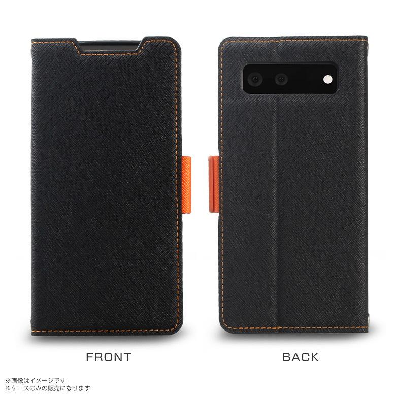 Pixel 6 ピクセル ケース 手帳型 ブラック×オレンジ CR_P6NCSPLNU_BO