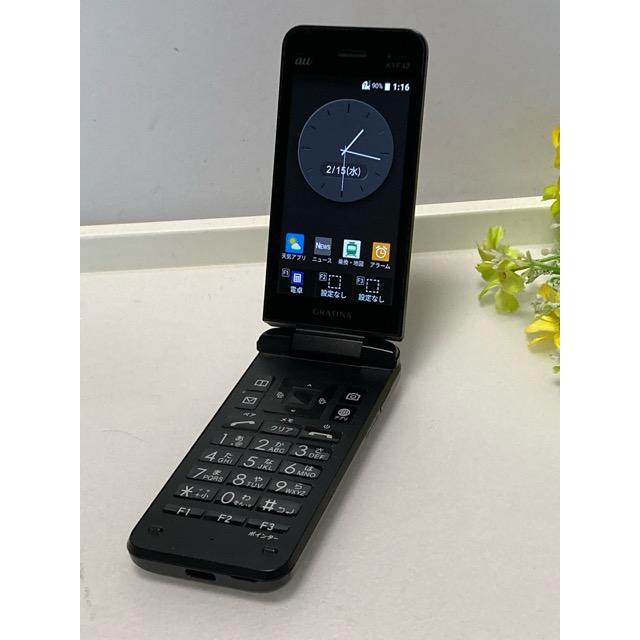 au by KDDI 京セラ GRATINA KYF42 ブラック ★SIMロック解除済み ガラホ（nano SIM) 携帯電話 本体 A1027 | KYOCERA