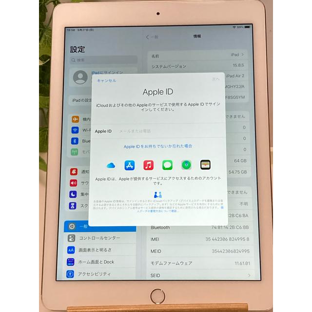 ソフトバンク Apple iPad Air 2 シルバー 64GB MGHY2J/A 制限〇 Wi-Fi+Cellular A1567 タブレット本体 A1201 | iPad Air | 04