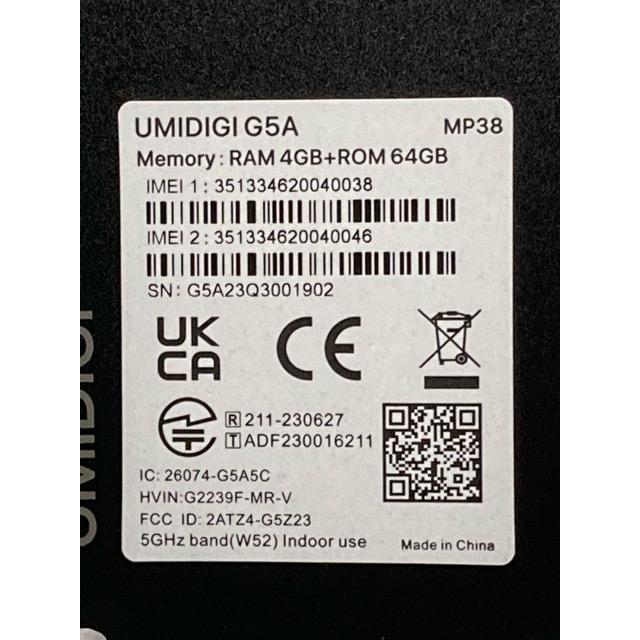 UMIDIGI 使用少 美品【SIMフリー】 UMIDIGI G5A デュアルSIM 64GB