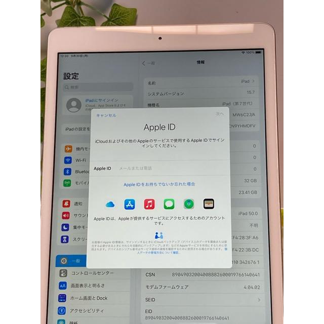 使用少【美品】ドコモ SIMフリー iPad 第7世代 Wi-Fi + Cellular 32GB シルバー MW6C2J/A A2198 動作確認済 バッテリー97％良好 A6612 | iPad | 06