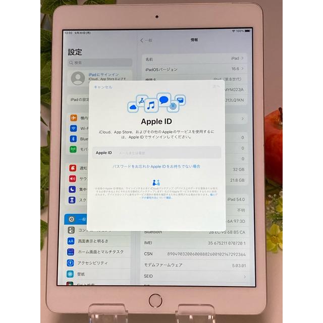 アップル 10.2インチ iPad 第8世代 MYMJ2J/A iPad Wi-Fi+Cellular 32GB シルバー  ドコモ SIMフリー バッテリー90％良好 A6613 | iPad | 08