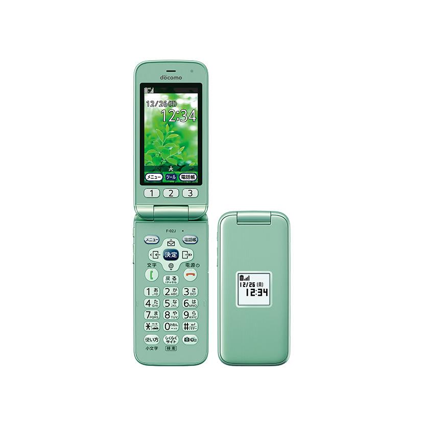 らくらくホン　F-02J 本体　ミントグリーン　SIMフリー　4Gガラケー らくらくシリーズ NTTドコモ SIMロック解除済 らくらくホン F-02J