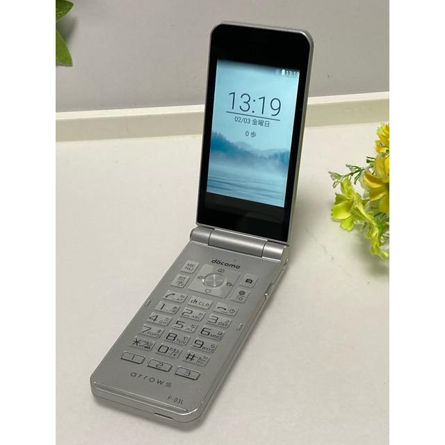 SIMフリー　ガラホ　docomo F-03L シルバー美品 楽天市場】【未使用品〜中古品】富士通 arrows ケータイ F-03L