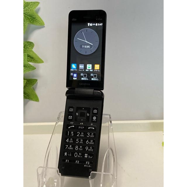 中古 au by KDDI 京セラ GRATINA KYF42 ブラック ★SIMロック解除済み★ガラホ（nano SIM) 携帯電話 本体 A9182 | KYOCERA
