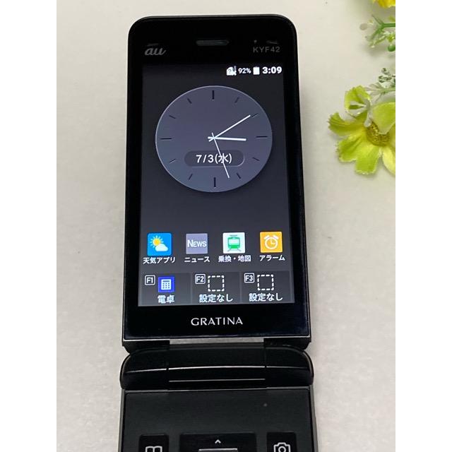 au by KDDI 京セラ GRATINA KYF42 ブラック ★SIMロック解除済み★ガラホ（nano SIM) 携帯電話 本体 良品 中古 A9502 | KYOCERA | 06