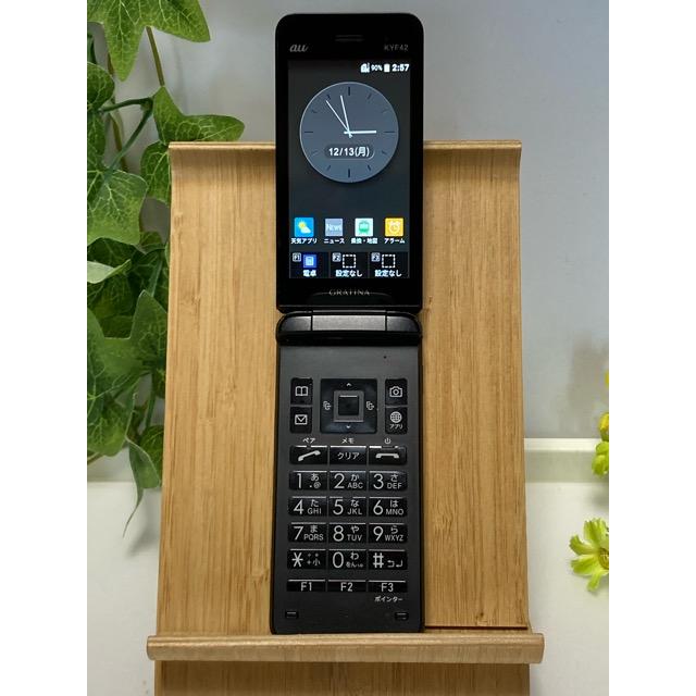 au Cランク品 中古 KYOCERA（京セラ） ブラック　携帯電話 KYF42 【美品】GRATINA SIMロック解除済 グラ GRATINA スマートフォン本体