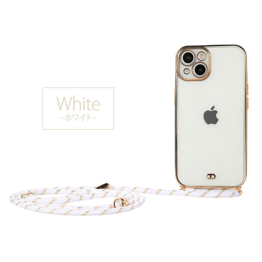 iPhone14  Pro スマホケース ショルダー タイプ クリア ストラップ 紐 おしゃれ かわいい 黒 白｜mobilebatteryampere｜21