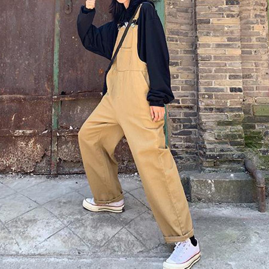 オーバーオール レディース パンツ 春 秋冬 つなぎ オールインワン サロペット 大きいサイズ ゆったり ボトム カジュアル 黒 S-2XLサイズ :pants479:アンペア 通販 大きいサイズ レディース オーバーオール サロペット パンツ10