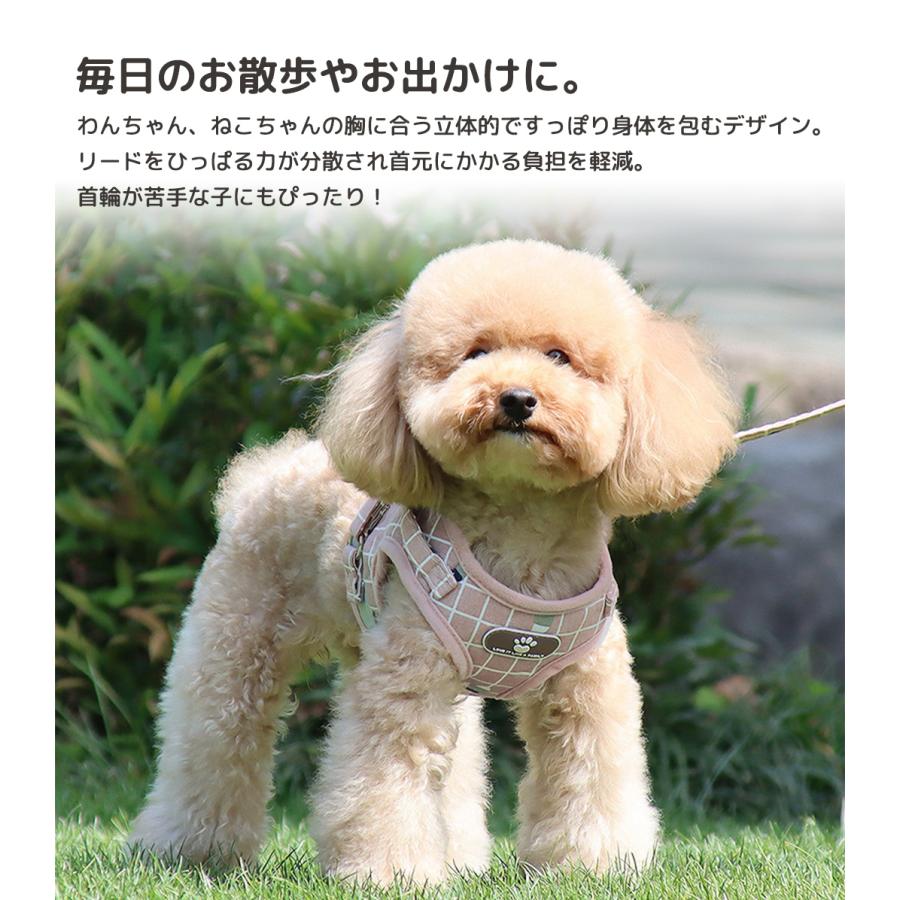 犬 ハーネス リード セット 小型犬 猫 おしゃれ 可愛い 猫用 チェック