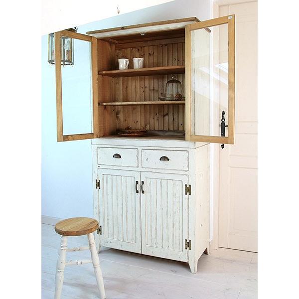 GlassCabinet 板ガラス、真鍮取っ手 パイン家具 キャビネット : モビリ