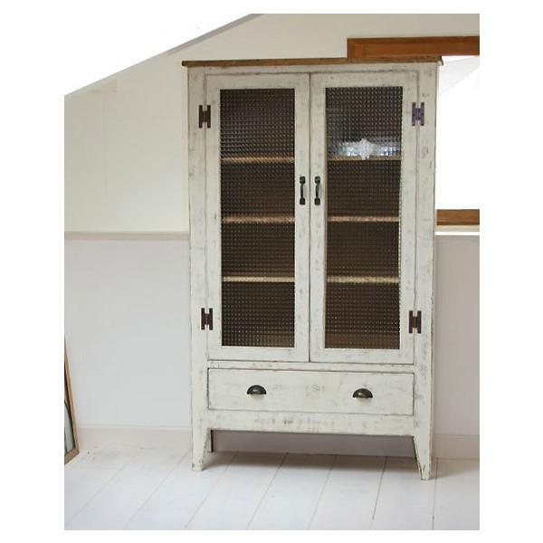 キャビネット ガラス 扉 リビング キッチン 飾り棚 収納 ラスティック