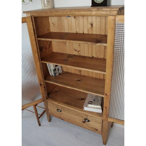 キャビネット ガラス 扉 リビング キッチン 飾り棚 収納 ラスティック