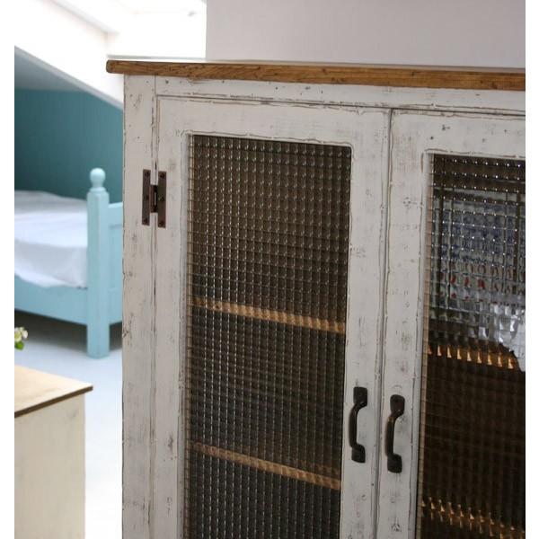 キャビネット ガラス 扉 リビング キッチン 飾り棚 収納 ラスティック