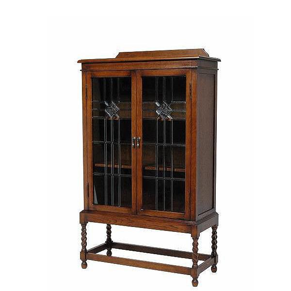 開梱設置-KYD 英国アンティークリプロダクト オーク ステンドグラスキュリオケース 本州送料無料 032p-504-jg