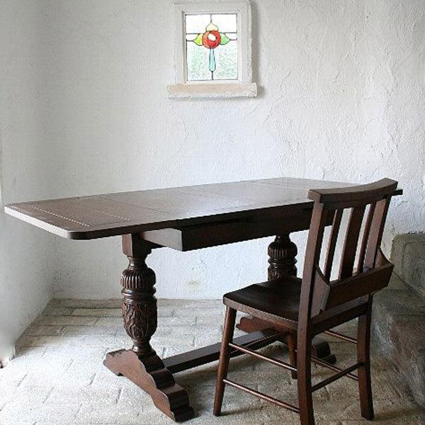 英国　アンティーク オーク　伸長式ダイニングテーブル ドローリーフテーブル イギリス製アンティーク｜伸長式ドローリーフテーブル（ツイスト脚）
