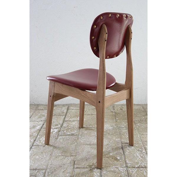 椅子 ダイニングチェア レトロ 鋲打ちレッドPin-RDレトロ北欧 Chair Pin ダイニングチェア 食堂 松田 レッド 赤 レザー 合皮 木製 ダイニングチェア