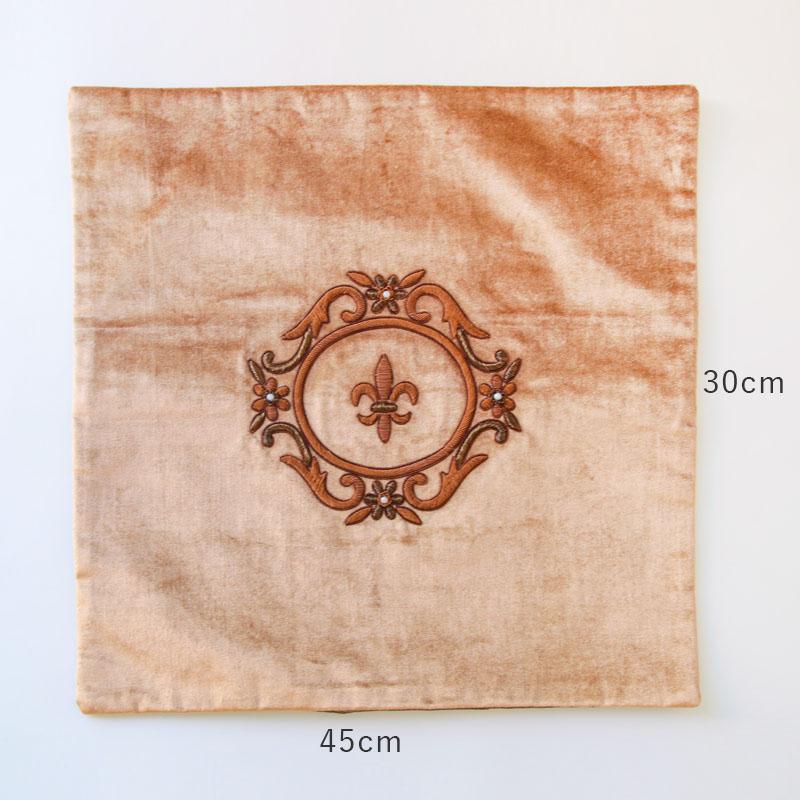 La deco ラ・デコ ビーズ 刺繍デザインクッションカバー ゴールドリリー 45cm×45cm フレンチ雑貨 リビング雑貨の画像
