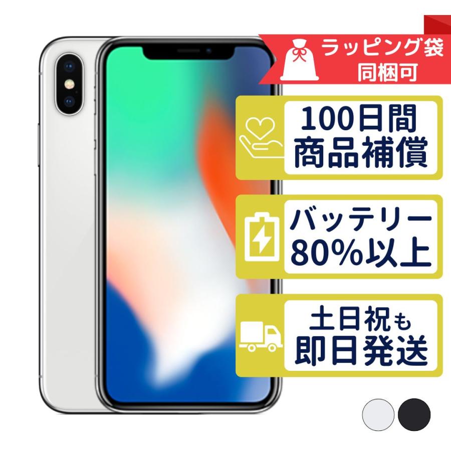 iPhoneX 256GB APPLE SIMフリー 中古 通常動作品 商品補償100日間