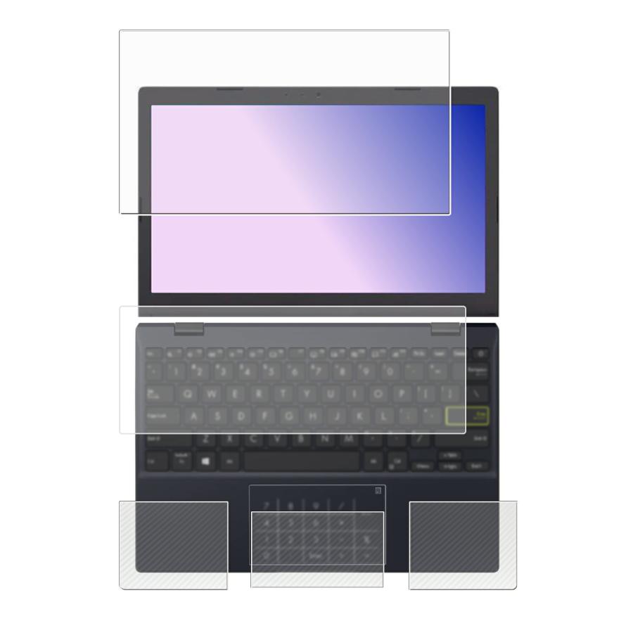 4点セット(画面+パームレスト+タッチパッド+キーボードカバー) ASUS Vivobook Go E210KA 2024年モデル 用 N30 高機能反射防止 保護フィルム ＋カーボン調 | 