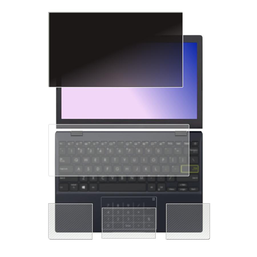 4点セット(画面+パームレスト+タッチパッド+キーボードカバー) ASUS Vivobook Go E210KA 2024年モデル 用 N30 4wayのぞき見防止 保護フィルム ＋カーボン調 | 