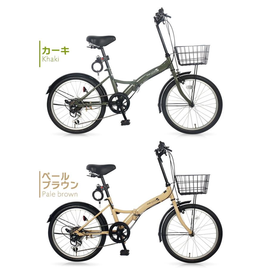 折りたたみ自転車 20インチ カゴ付き シマノ 6段変速 フロントライト カギ 玄関先 車載 軽量 新生活 通勤 通学 シティサイクル 買い物 街乗り【 MB-02 】｜mobimax｜21