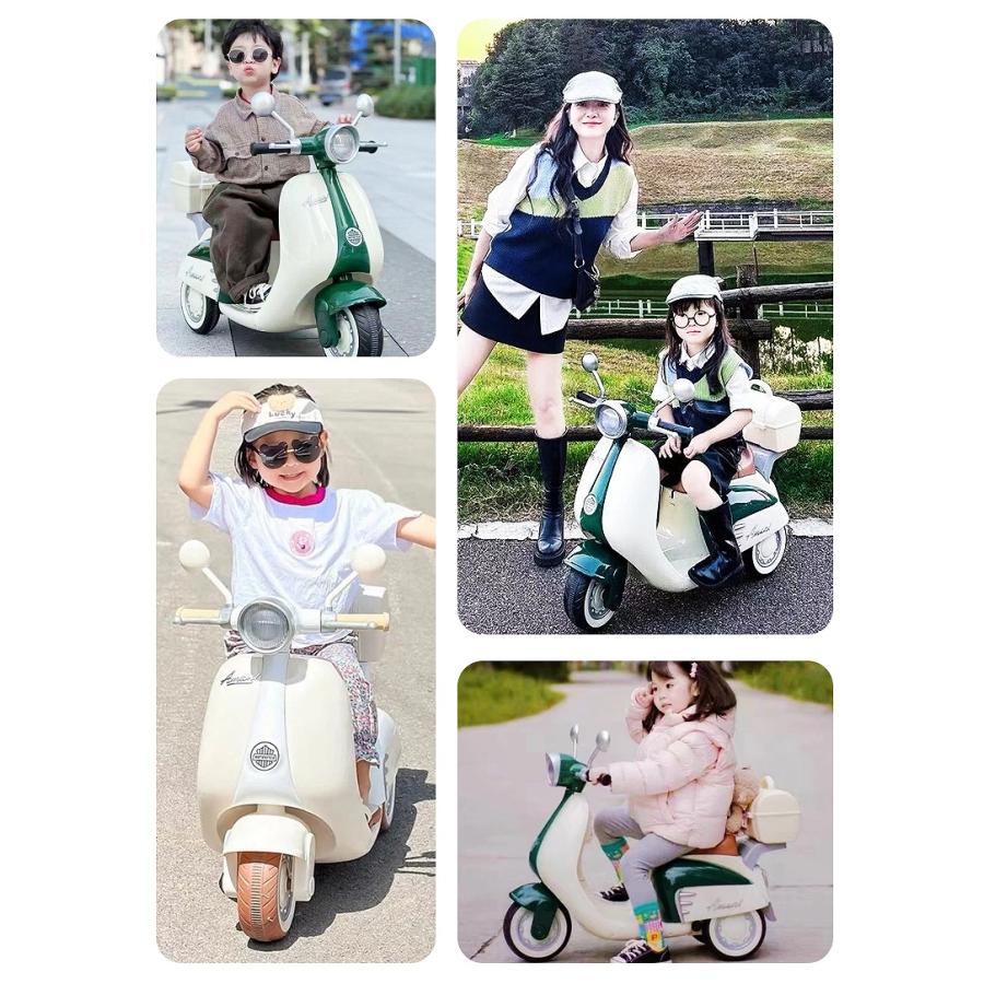 乗用玩具 電動乗用玩具 クラシックバイク スクーター レトロ オールド 簡単操作可能な電動カー 電動乗用玩具 子供が乗れるの画像