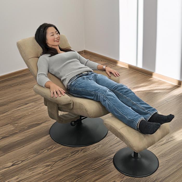リクライニングチェア オットマン付 360度回転 リクライナー