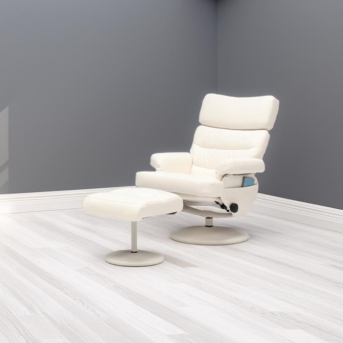 リクライニングチェア 一人用 PVC 合成皮革 オットマン付き フル