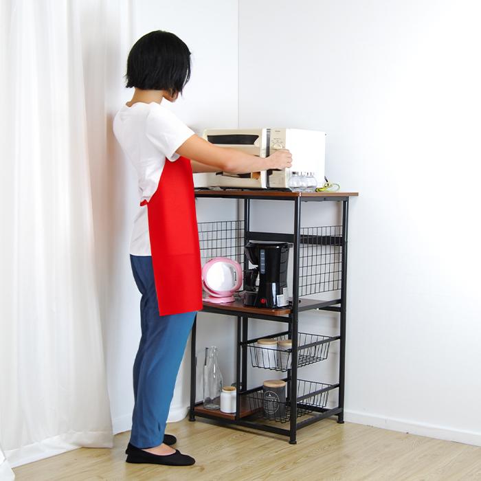 レンジ台 KR-600 レンジラック 幅60cm 大型レンジ対応 高さ100cm : も