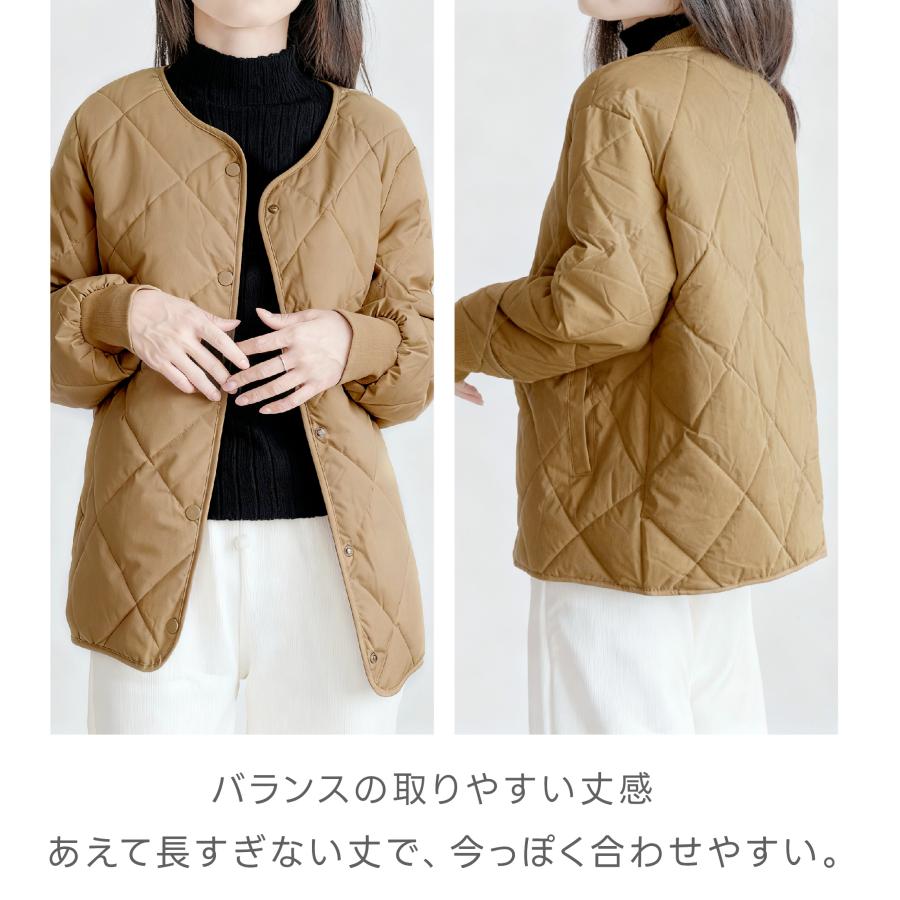 コート 中綿ダウン レディース 秋冬 キルティングジャケット 襟付き