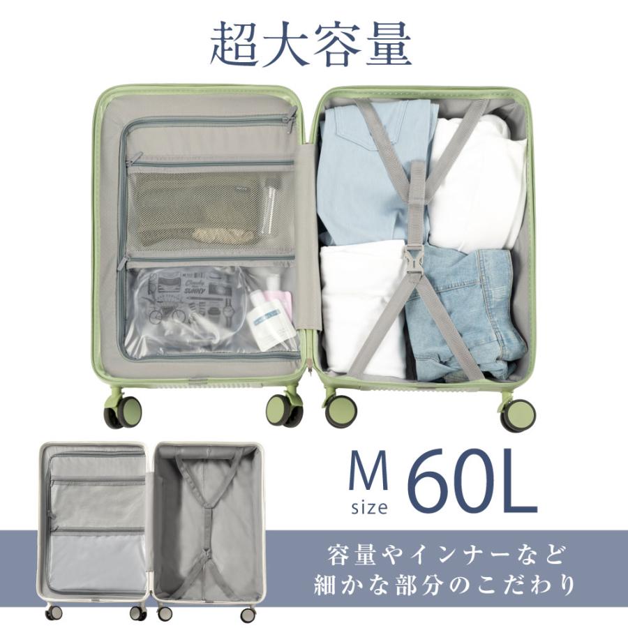 スーツケース フレームタイプ USBポート付き キャリーケース Mサイズ 7