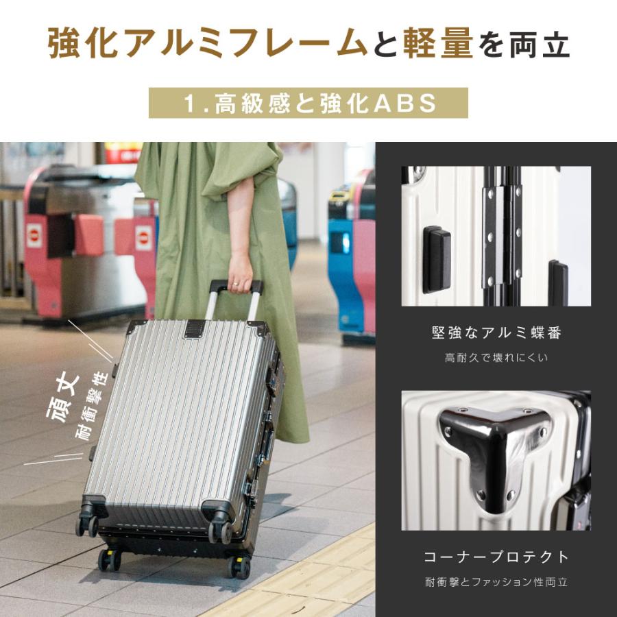 新品 未使用 未開封品です❣️アルミフレーム スーツケース 機内持ち込み キャリーバッグ 携帯スタンド USBポート付き カップホルダー付き 隠しフック機能 超軽量 耐衝撃 静音 360度回転 ダブルキャスター アルミフレーム ピュアPC材質 大容量 TSAロック搭載 旅行 ビジネス 出張 (ブラック, Sサイズ（1~3泊·機内持込可能です·約40.5L）) スーツケース キャリーバッグ ドリンクホルダー usbポート カップ