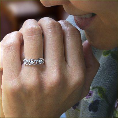 ダイヤモンド リング ダイヤモンドリング K18 ミル打ち ハートダイヤモンドリング 0.12ct  SI-VSクラス ダイヤリング Diamond Ring ラッピング無料 送料無料の画像
