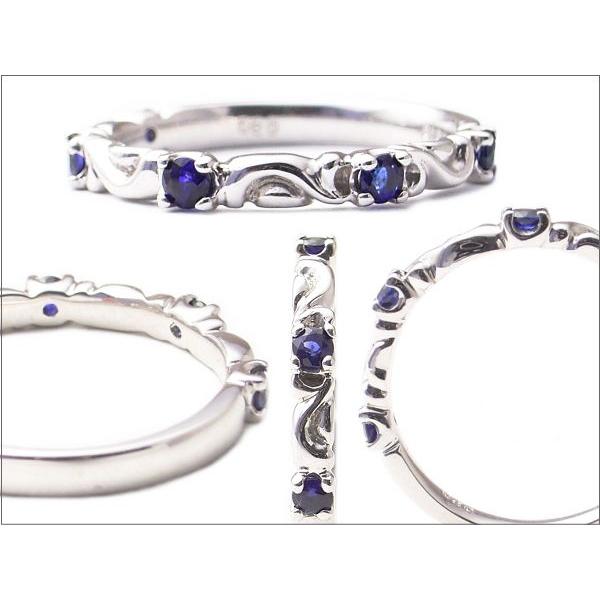 エタニティリング 指輪 0.3ct ブルーサファイア アラベスクリング K18 3色 ラッピング無料 送料無料の画像