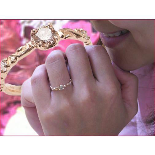 ダイヤモンド リング K18PG一粒ダイヤモンドアラベスクリング 0.38前後ct ダイヤモンド リング ダイアモンド 指輪 Diamond Ring ラッピング無料 送料無料の画像