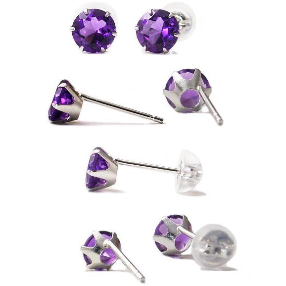 プラチナピアス プラチナ ピアス Pt900アメシスト 5.0mm 2月