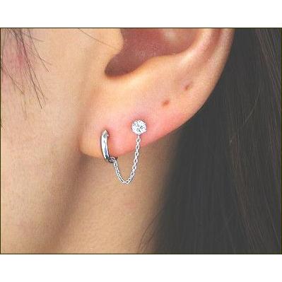 ピアス K14wg 2ホール キュービックジルコニア フープピアス 片耳用 ラッピング無料 送料無料 00 Pw3400 ジュエリーメビウス 通販 Yahoo ショッピング