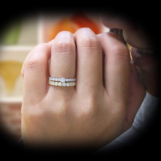 ダイヤモンド リング VSクラス H-Gカラー H＆C プラチナ Pt900 ダイヤ エタニティリング 0.4ct センター石のみH＆C ダイヤモンドリング ハート＆キューピッドの画像