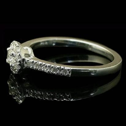 リング 指輪 ダイヤモンド ダイヤモンドリング 中石 0.1ct Dカラー VVS1 ３EX H&C プラチナ900 トータル0.27ct 中央宝石研究所 ソーティング付きの画像